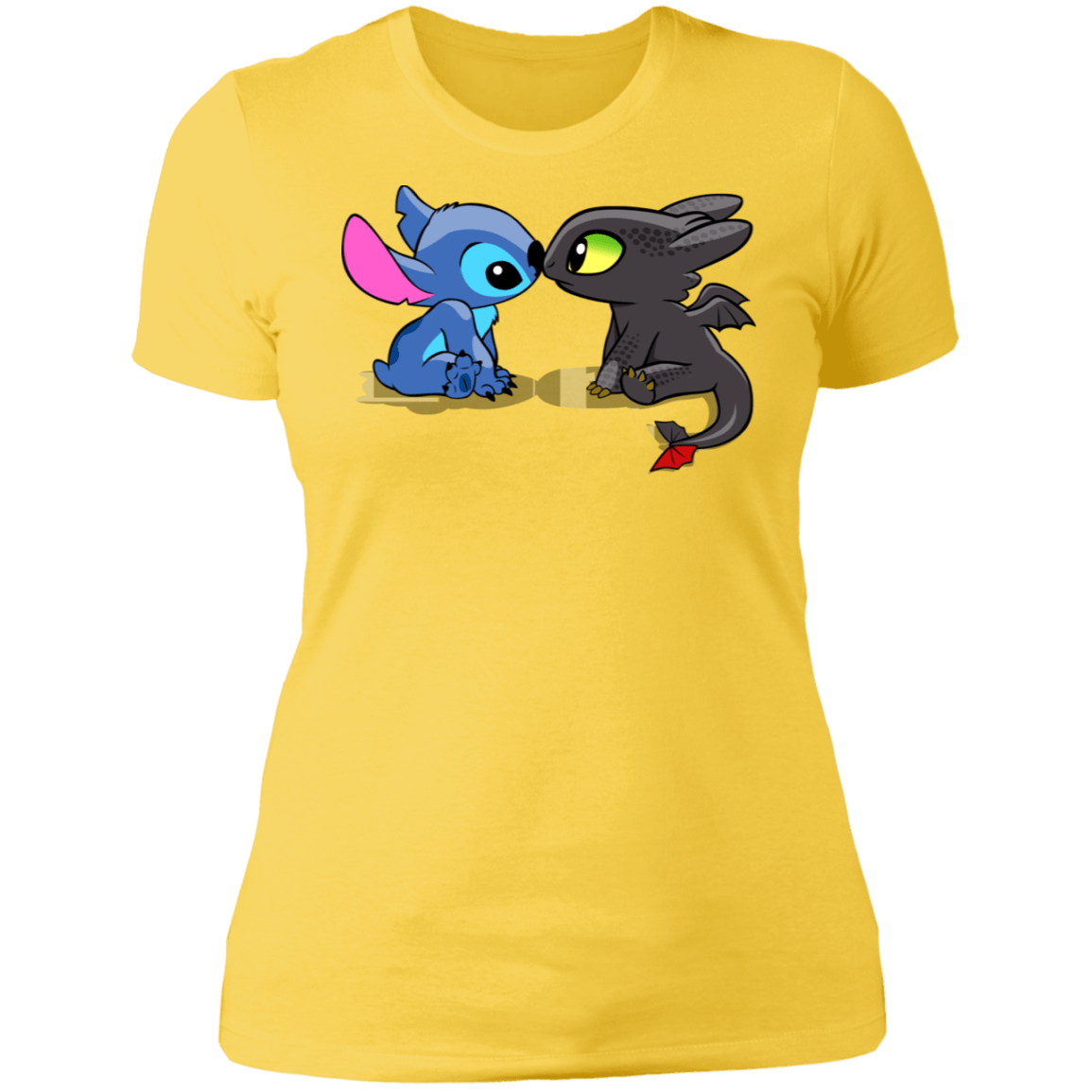 T-Shirts Vibrant Yellow / S Dragon and Alien Kiss Women's Premium T-Shirt