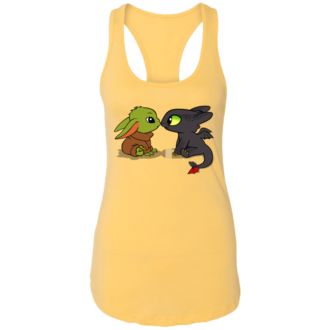 T-Shirts Banana Cream / X-Small Dragon Fury Baby Yoda Women's Premium Racerback Tank