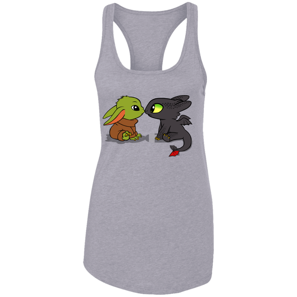 T-Shirts Heather Grey / X-Small Dragon Fury Baby Yoda Women's Premium Racerback Tank