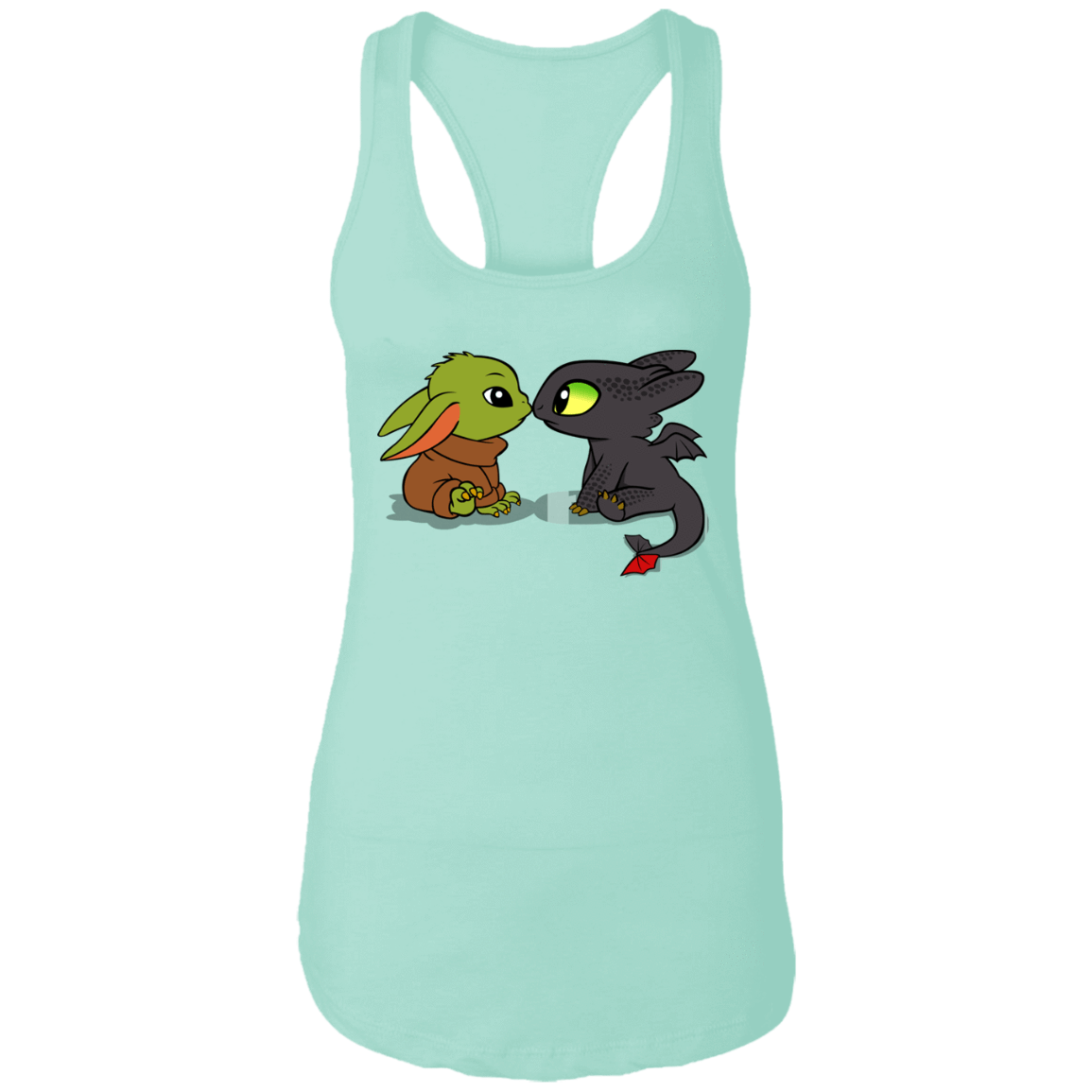 T-Shirts Mint / X-Small Dragon Fury Baby Yoda Women's Premium Racerback Tank