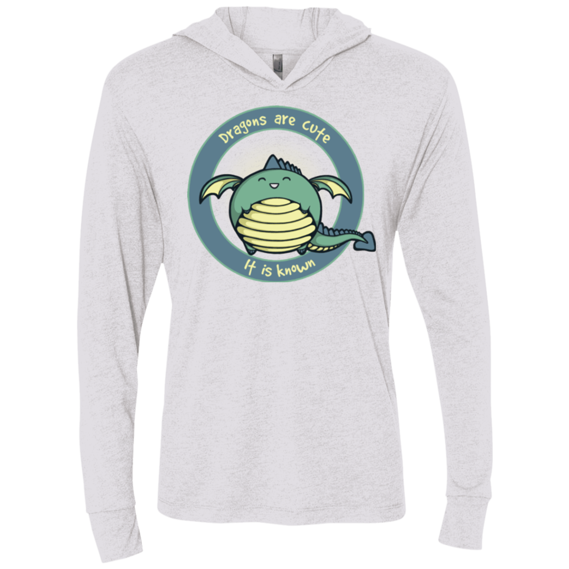 T-Shirts Heather White / X-Small Dragons are Cute Triblend Long Sleeve Hoodie Tee