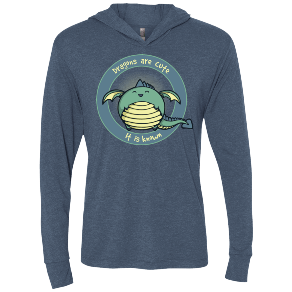 T-Shirts Indigo / X-Small Dragons are Cute Triblend Long Sleeve Hoodie Tee