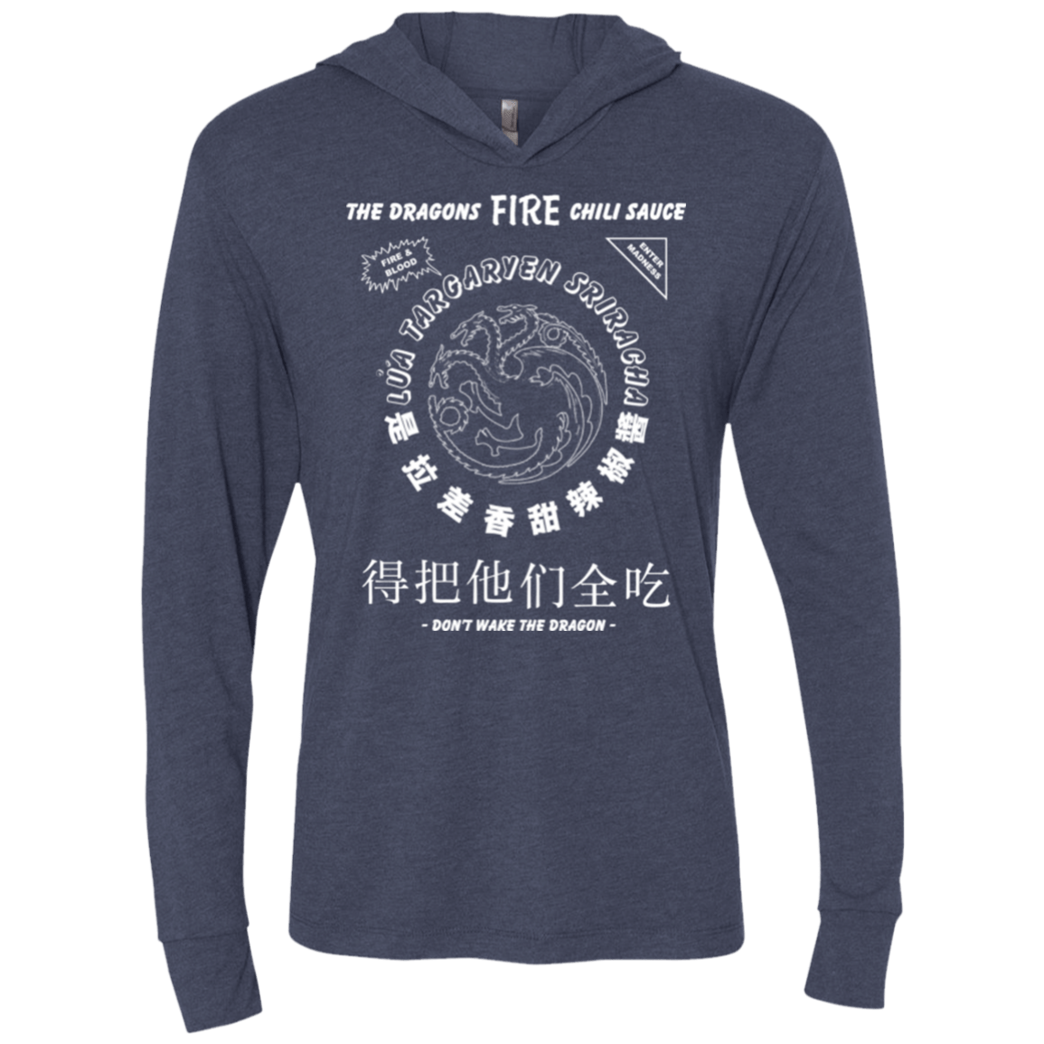 T-Shirts Vintage Navy / X-Small Dragons Fire Chili Sauce Triblend Long Sleeve Hoodie Tee