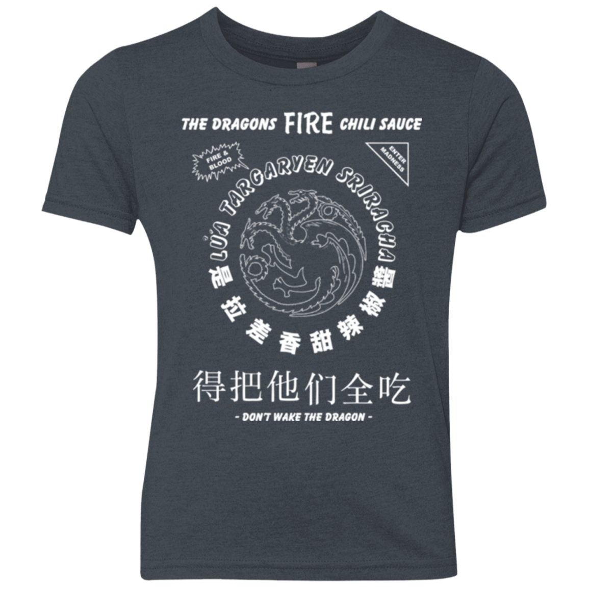 T-Shirts Vintage Navy / YXS Dragons Fire Chili Sauce Youth Triblend T-Shirt