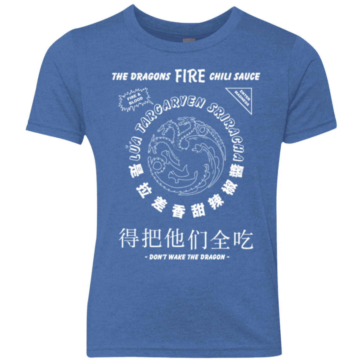 T-Shirts Vintage Royal / YXS Dragons Fire Chili Sauce Youth Triblend T-Shirt