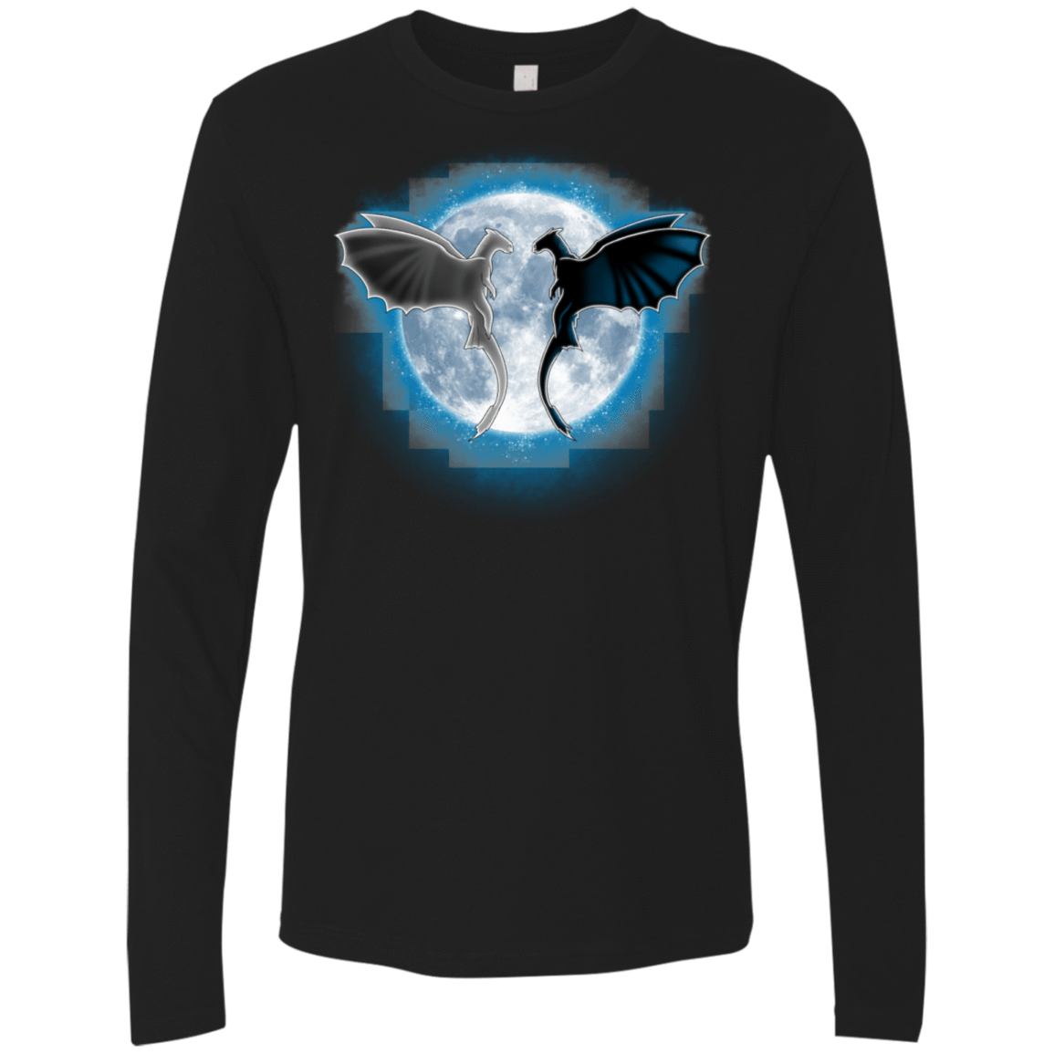 T-Shirts Black / S Dragons Moon Men's Premium Long Sleeve