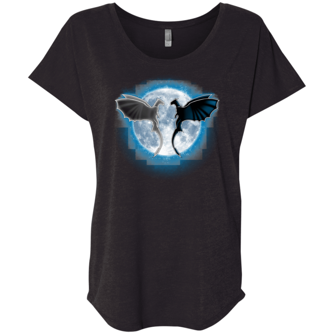 T-Shirts Vintage Black / X-Small Dragons Moon Triblend Dolman Sleeve