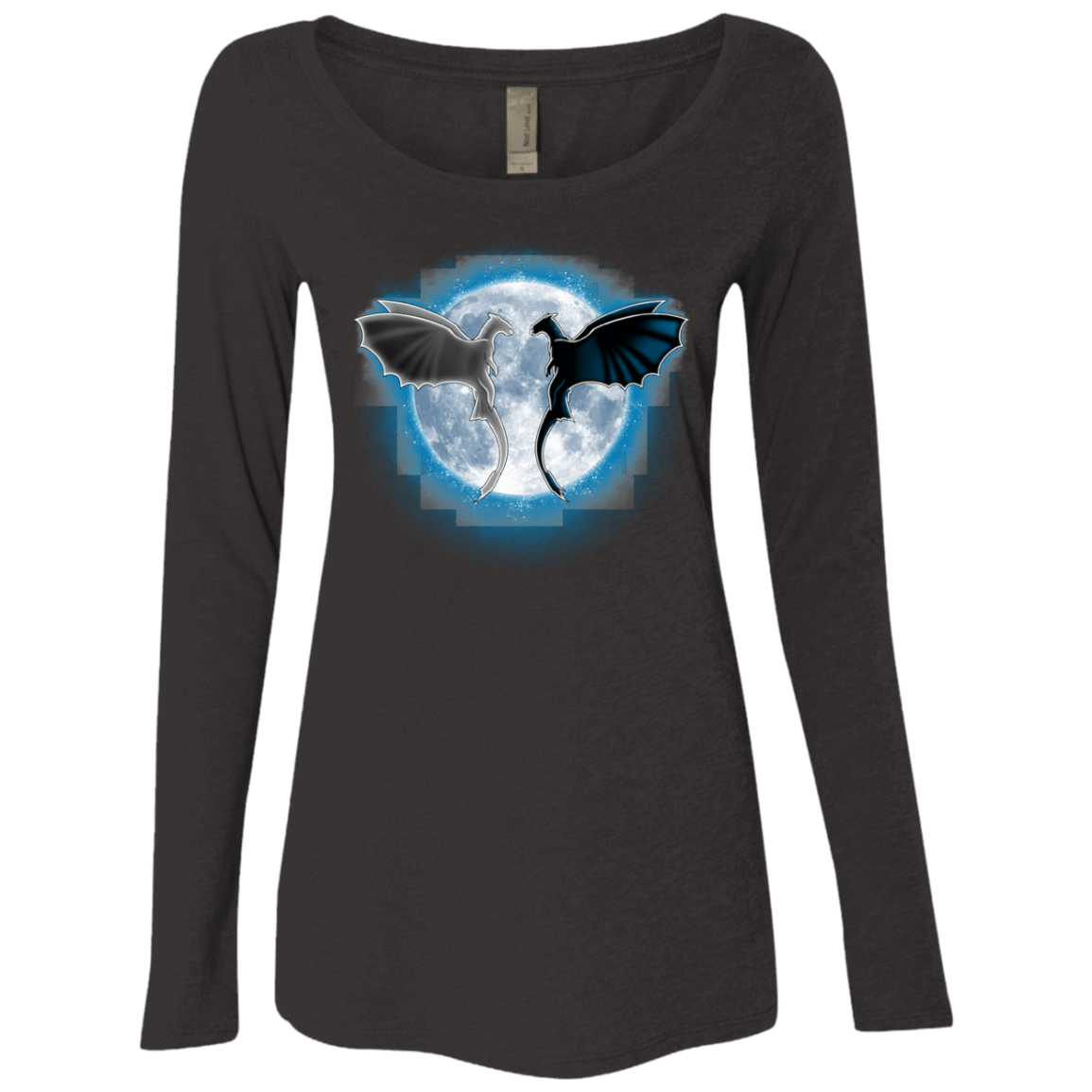 T-Shirts Vintage Black / S Dragons Moon Women's Triblend Long Sleeve Shirt