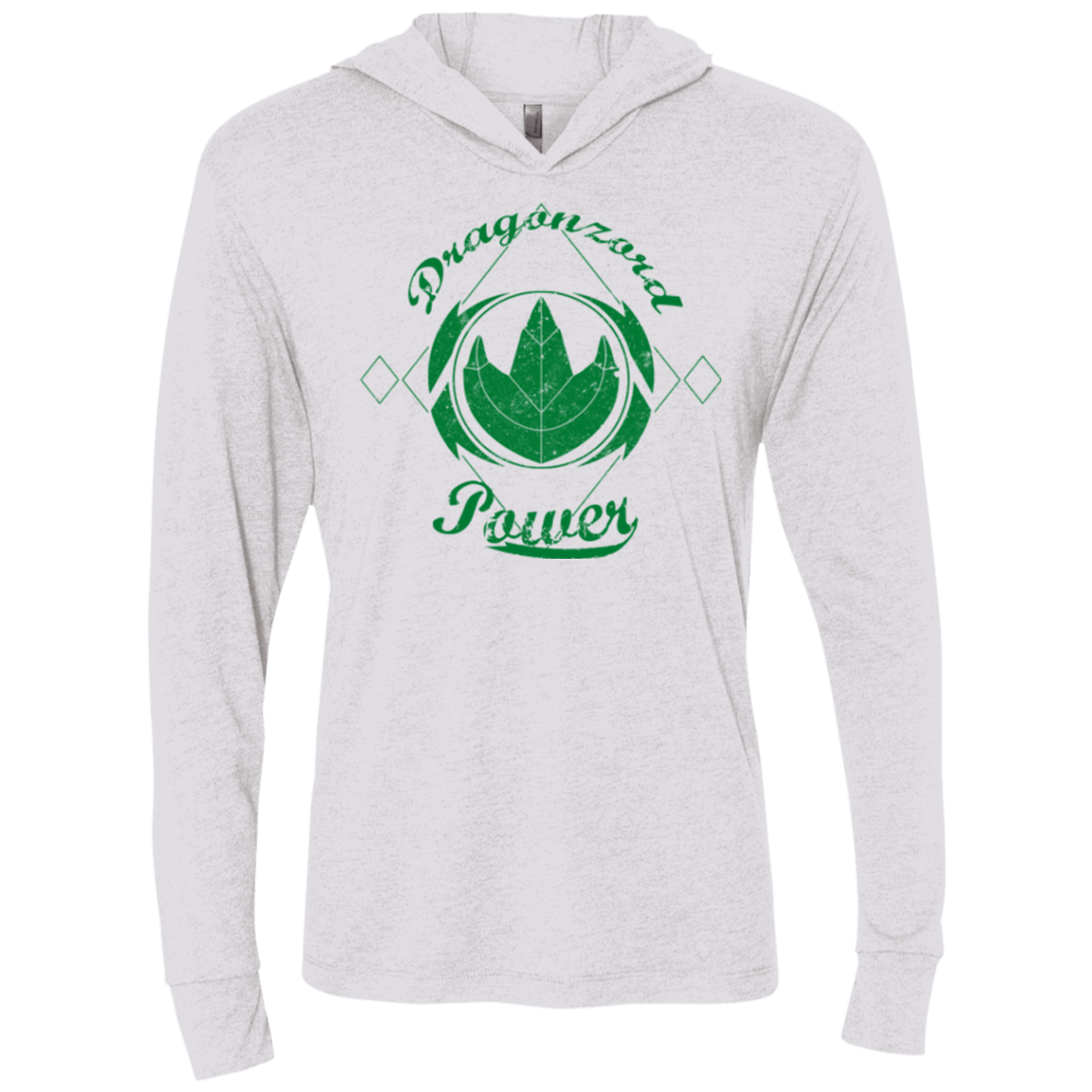 T-Shirts Heather White / X-Small Dragonzord Power Triblend Long Sleeve Hoodie Tee