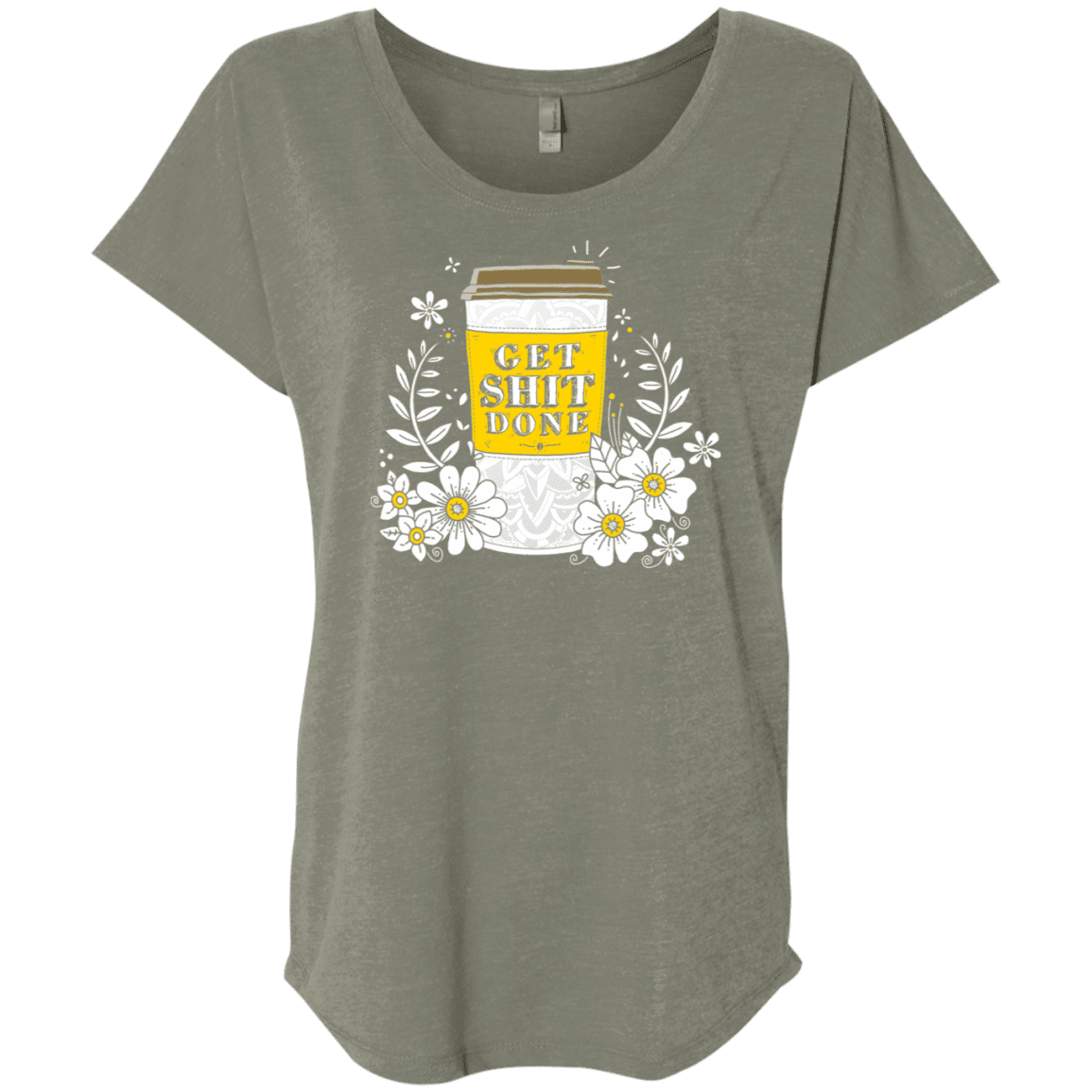 T-Shirts Venetian Grey / X-Small Drink Coffee, Get Shit Done Triblend Dolman Sleeve