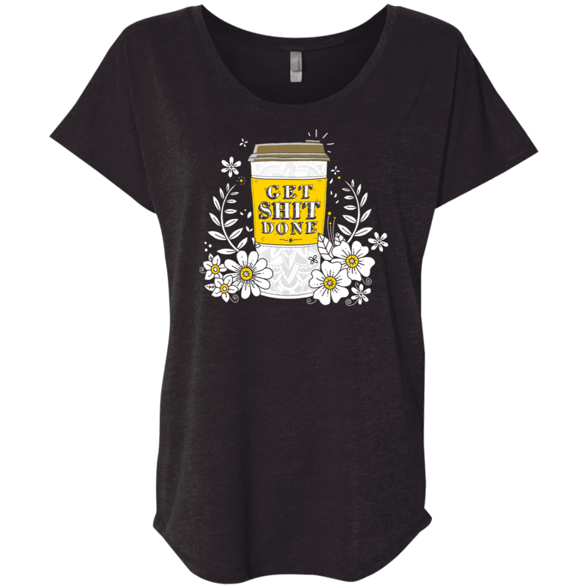 T-Shirts Vintage Black / X-Small Drink Coffee, Get Shit Done Triblend Dolman Sleeve