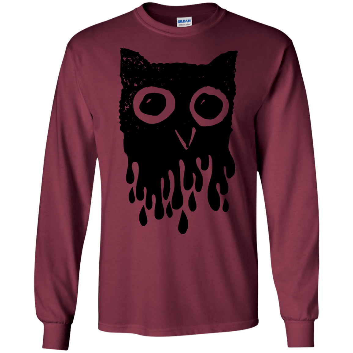 T-Shirts Maroon / S Dripping Owl Men's Long Sleeve T-Shirt