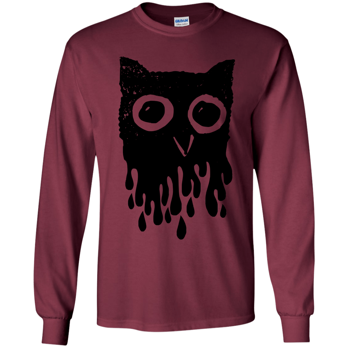 T-Shirts Maroon / YS Dripping Owl Youth Long Sleeve T-Shirt