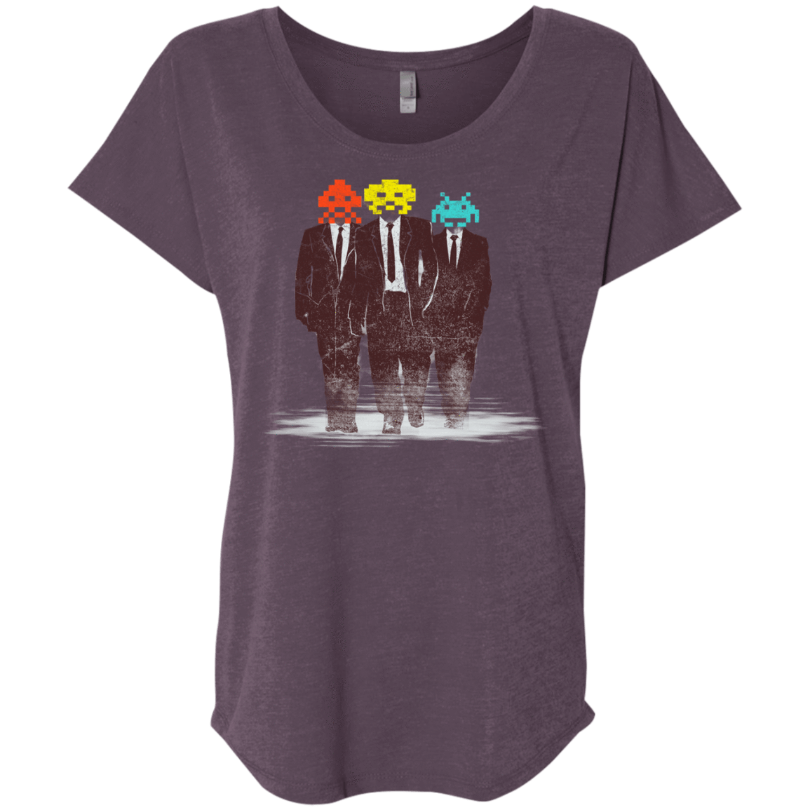 T-Shirts Vintage Purple / X-Small Earth Invaders Triblend Dolman Sleeve