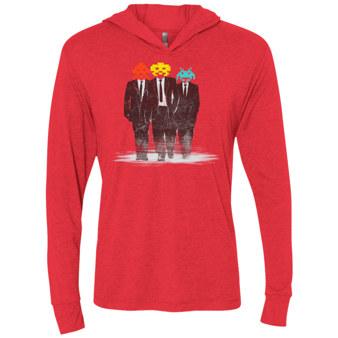 T-Shirts Vintage Red / X-Small Earth Invaders Triblend Long Sleeve Hoodie Tee