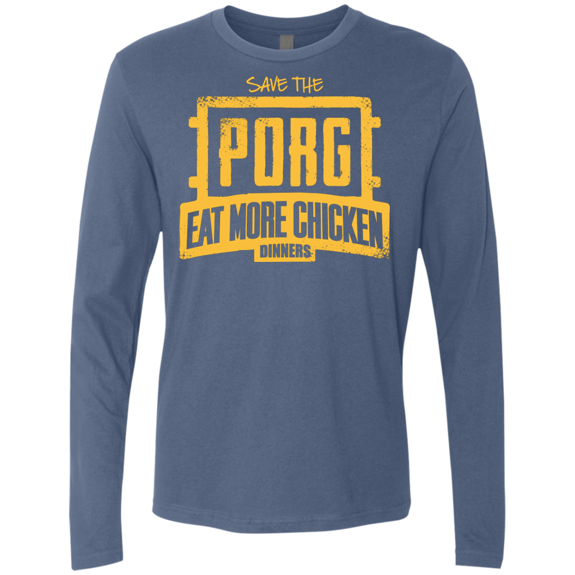 T-Shirts Indigo / Small Eat More Chicken Men's Premium Long Sleeve