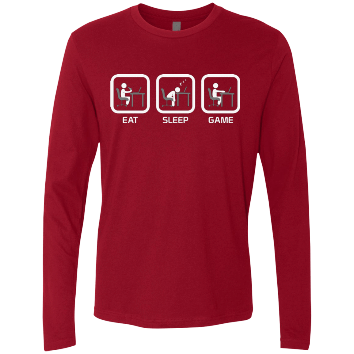 T-Shirts Cardinal / Small Eat Sleep Game PC Men's Premium Long Sleeve