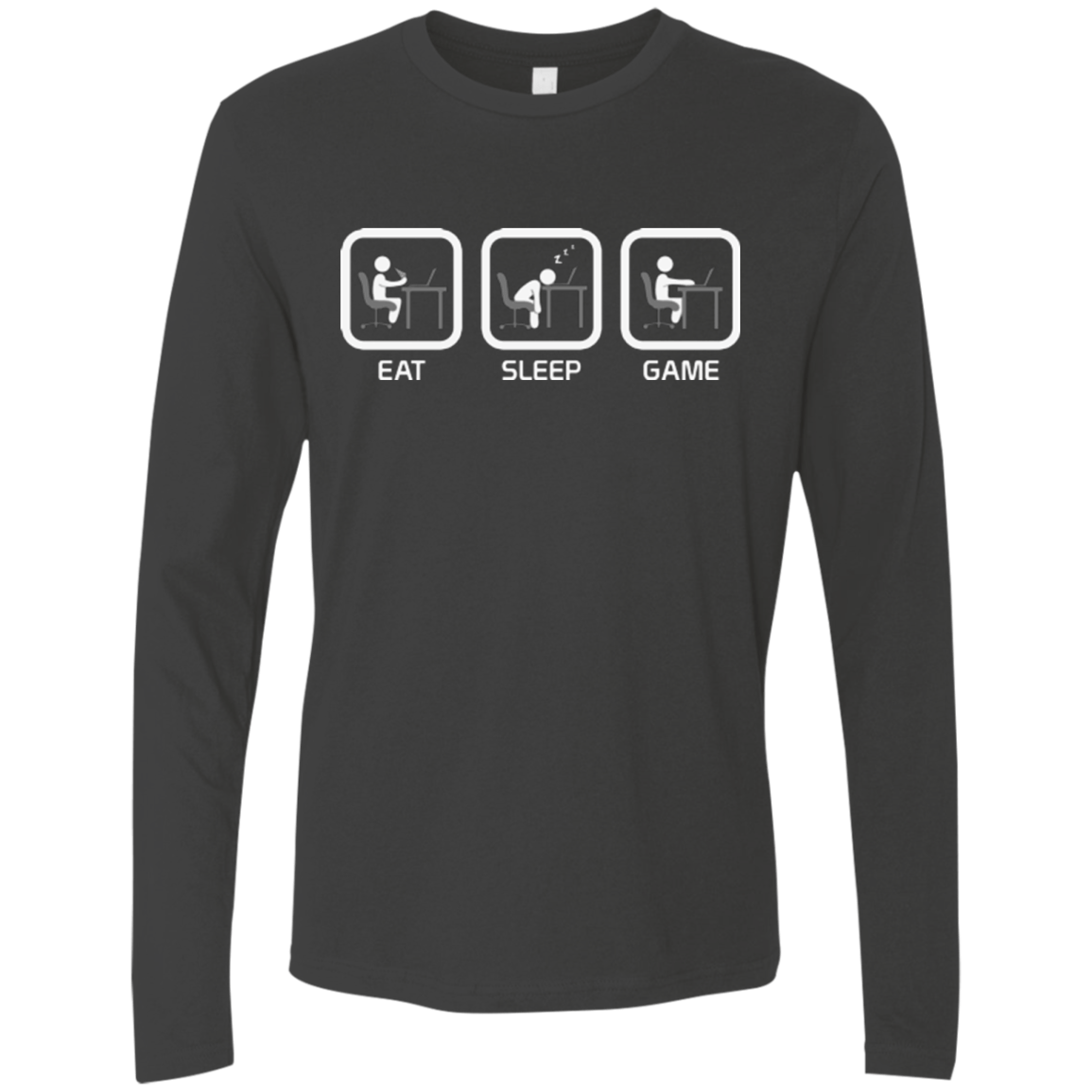 T-Shirts Heavy Metal / Small Eat Sleep Game PC Men's Premium Long Sleeve