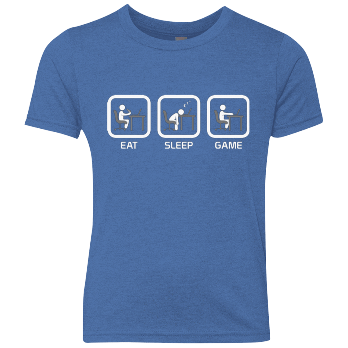 T-Shirts Vintage Royal / YXS Eat Sleep Game PC Youth Triblend T-Shirt