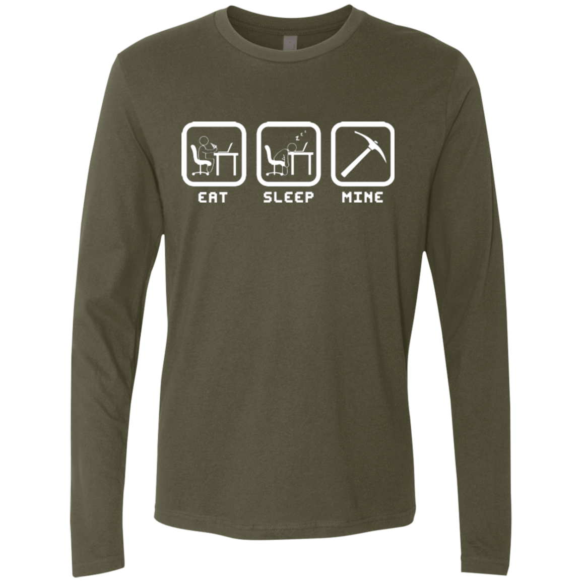 T-Shirts Military Green / Small Eat Sleep Mine Men's Premium Long Sleeve