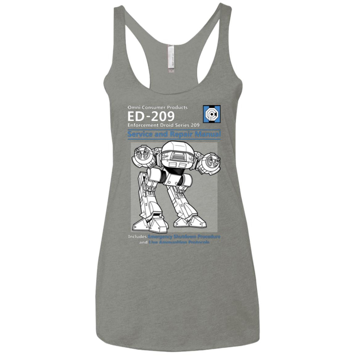 T-Shirts Venetian Grey / X-Small ED209 SERVICE & REPAIR MANUAL Women's Triblend Racerback Tank