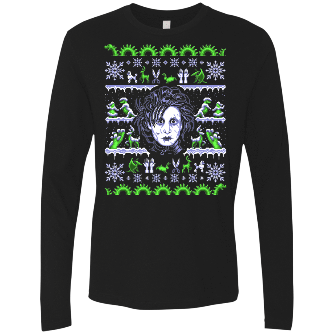 T-Shirts Black / Small Edward Scissorhands ugly sweater Men's Premium Long Sleeve