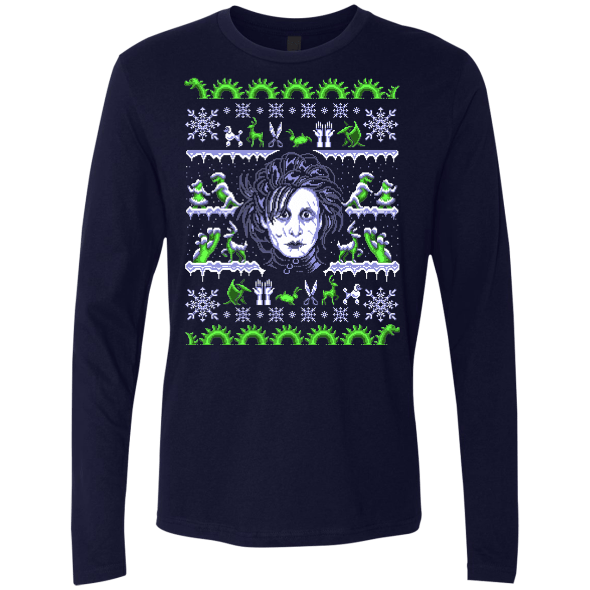 T-Shirts Midnight Navy / Small Edward Scissorhands ugly sweater Men's Premium Long Sleeve