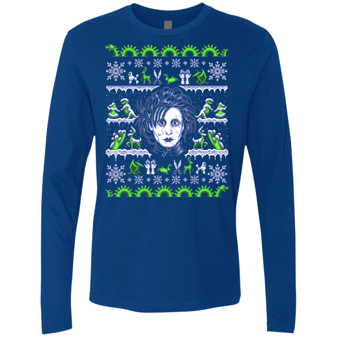 T-Shirts Royal / Small Edward Scissorhands ugly sweater Men's Premium Long Sleeve