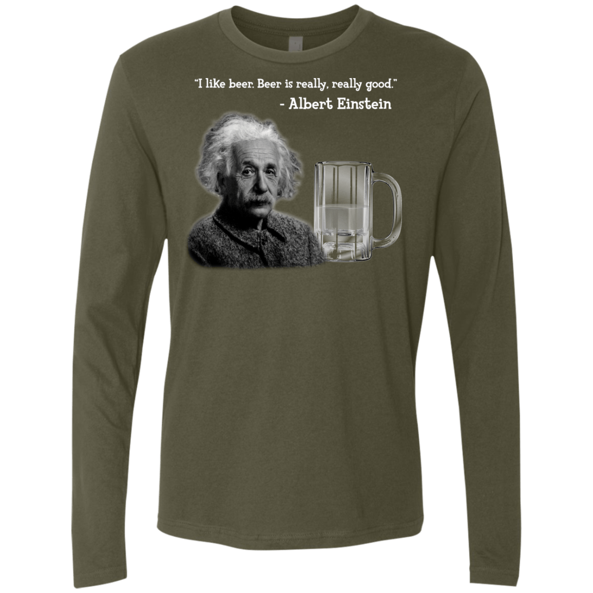 T-Shirts Military Green / Small Einstein Men's Premium Long Sleeve