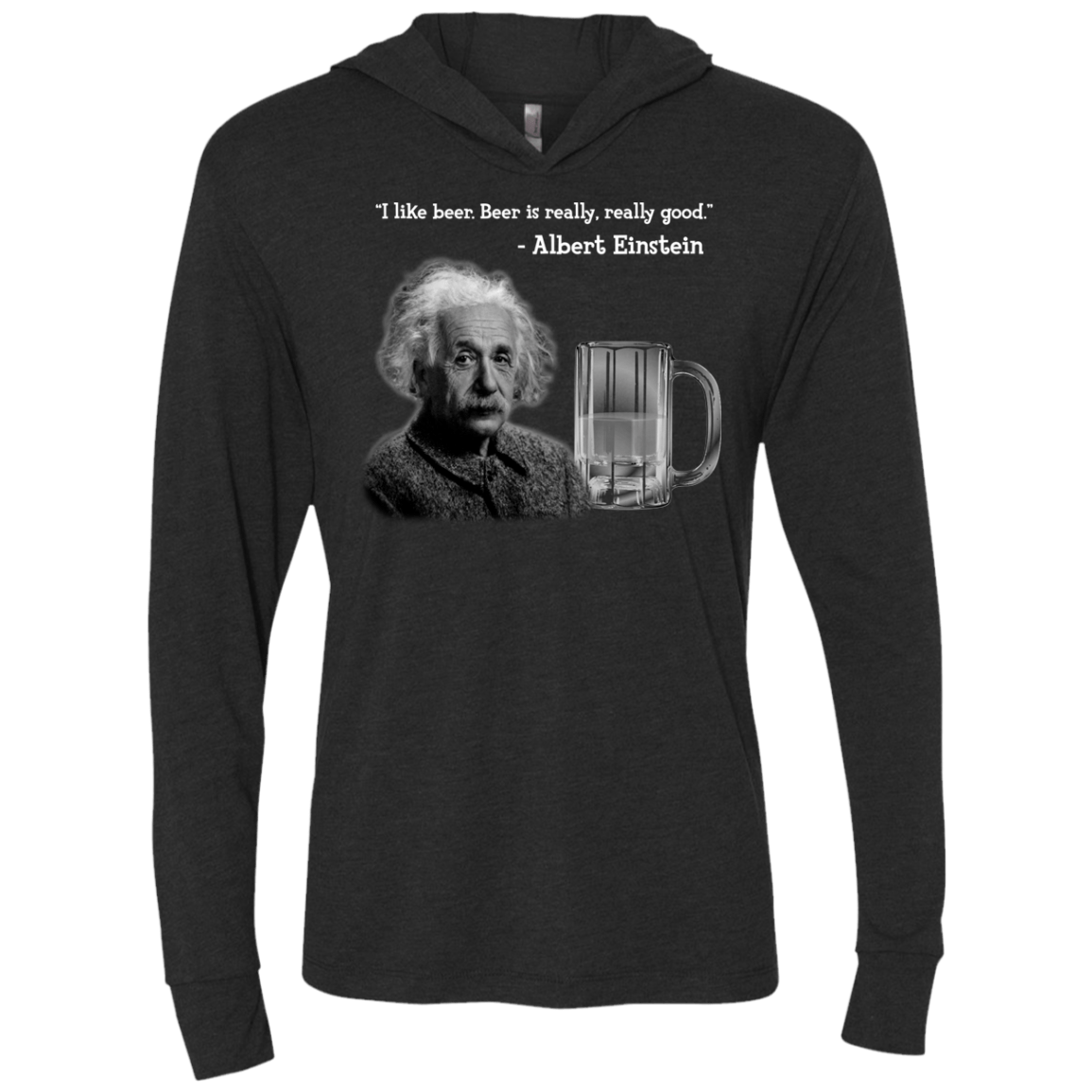 T-Shirts Vintage Black / X-Small Einstein Triblend Long Sleeve Hoodie Tee