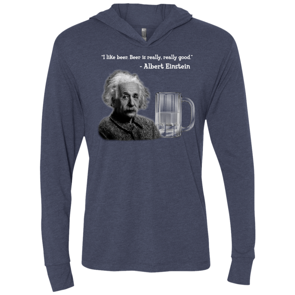 T-Shirts Vintage Navy / X-Small Einstein Triblend Long Sleeve Hoodie Tee