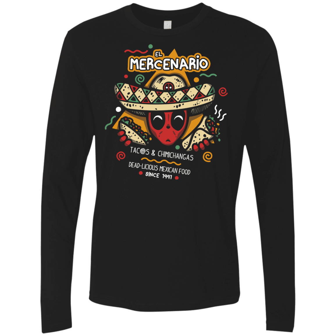 T-Shirts Black / S El Mercenario Mexican Food Men's Premium Long Sleeve