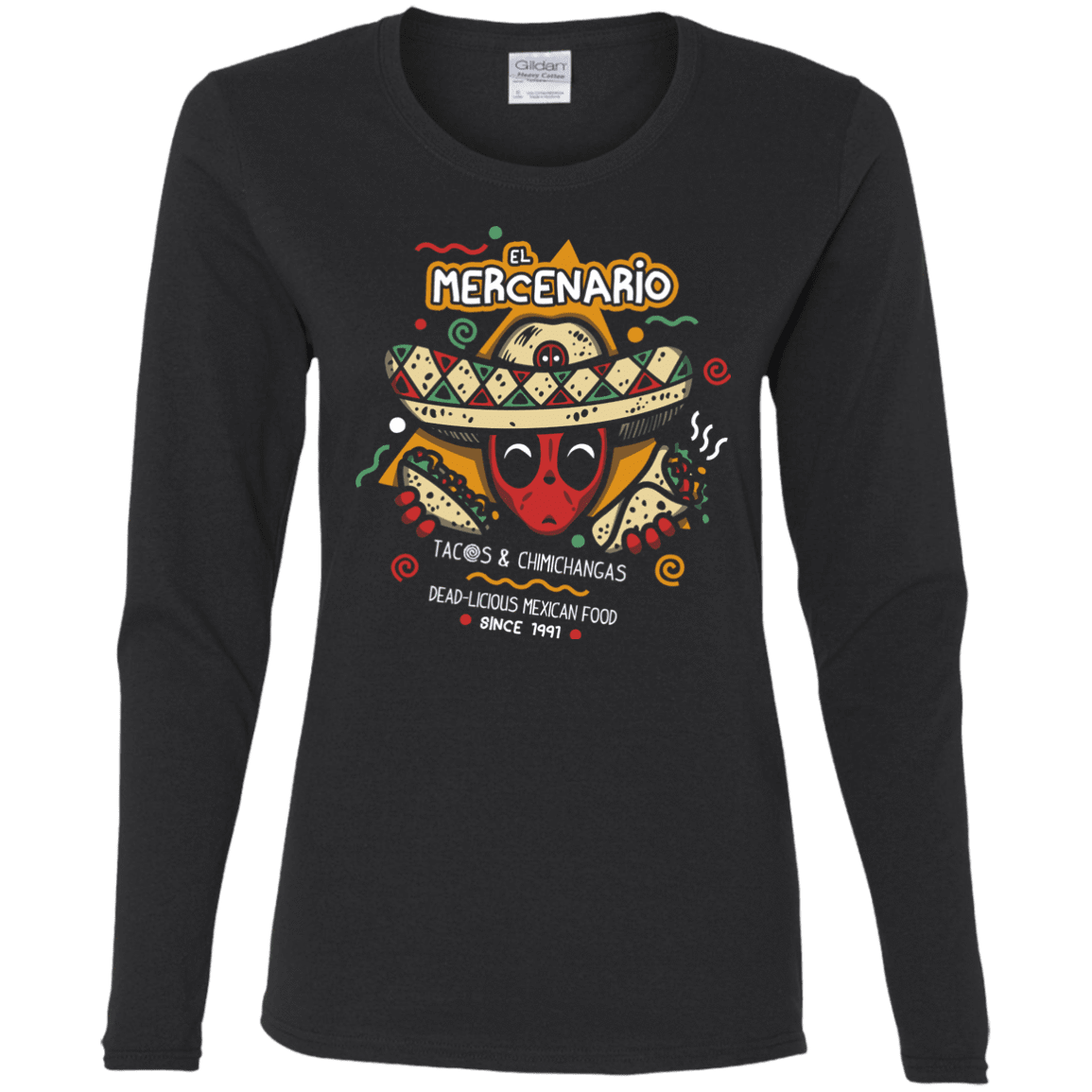 T-Shirts Black / S El Mercenario Mexican Food Women's Long Sleeve T-Shirt