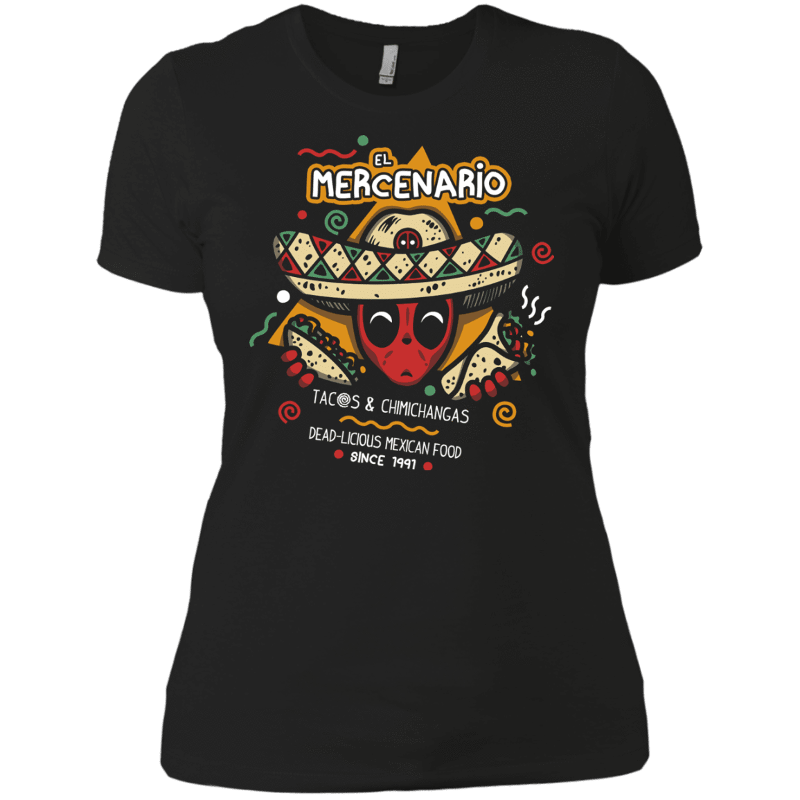 T-Shirts Black / X-Small El Mercenario Mexican Food Women's Premium T-Shirt