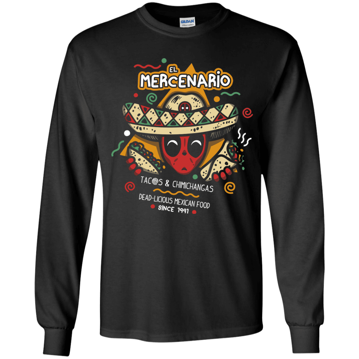 T-Shirts Black / YS El Mercenario Mexican Food Youth Long Sleeve T-Shirt