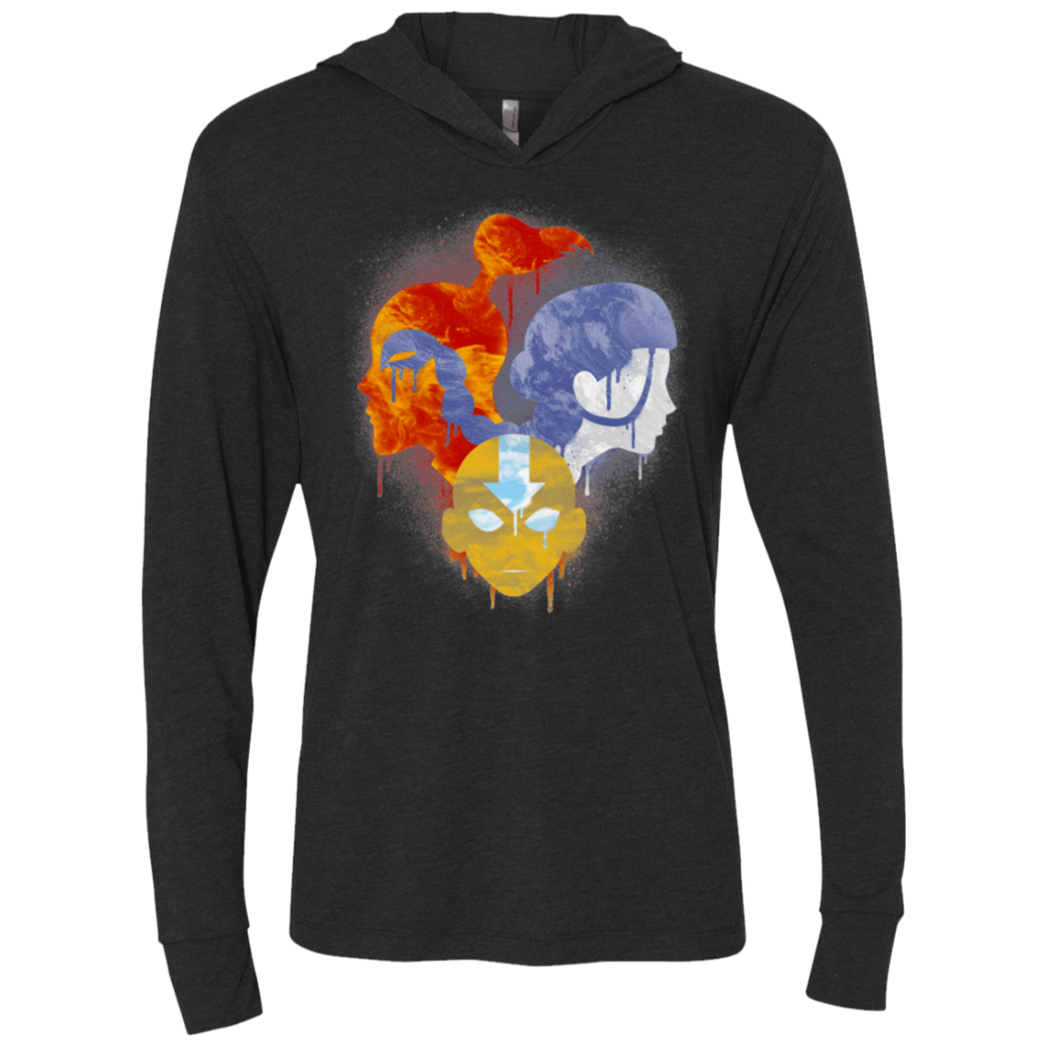 T-Shirts Vintage Black / X-Small Elemental Love Triangle Triblend Long Sleeve Hoodie Tee