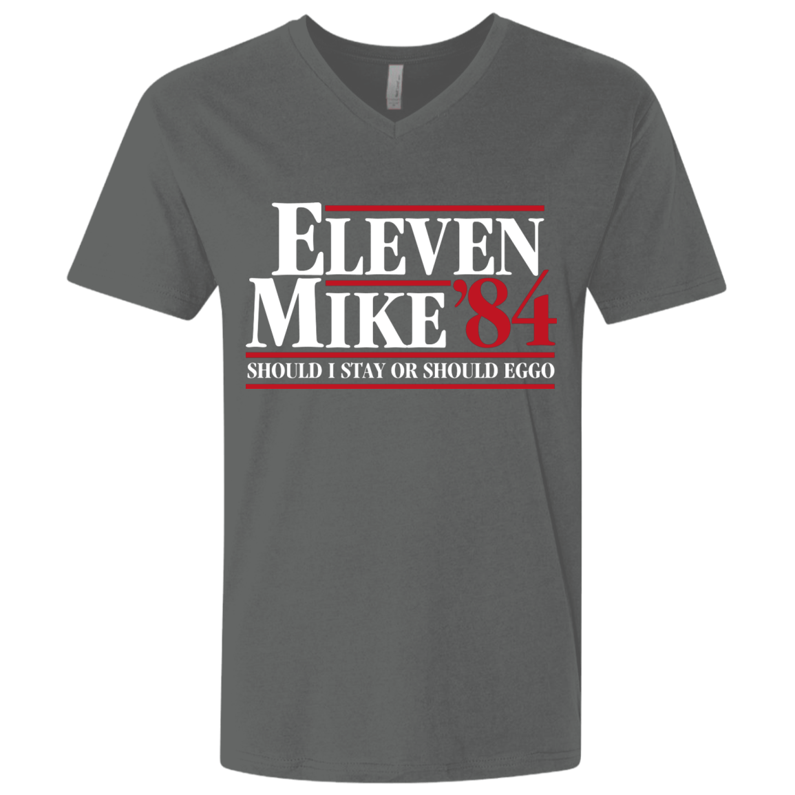 T-Shirts Heavy Metal / X-Small Eleven Mike 84 - Should I Stay or Should Eggo Men's Premium V-Neck