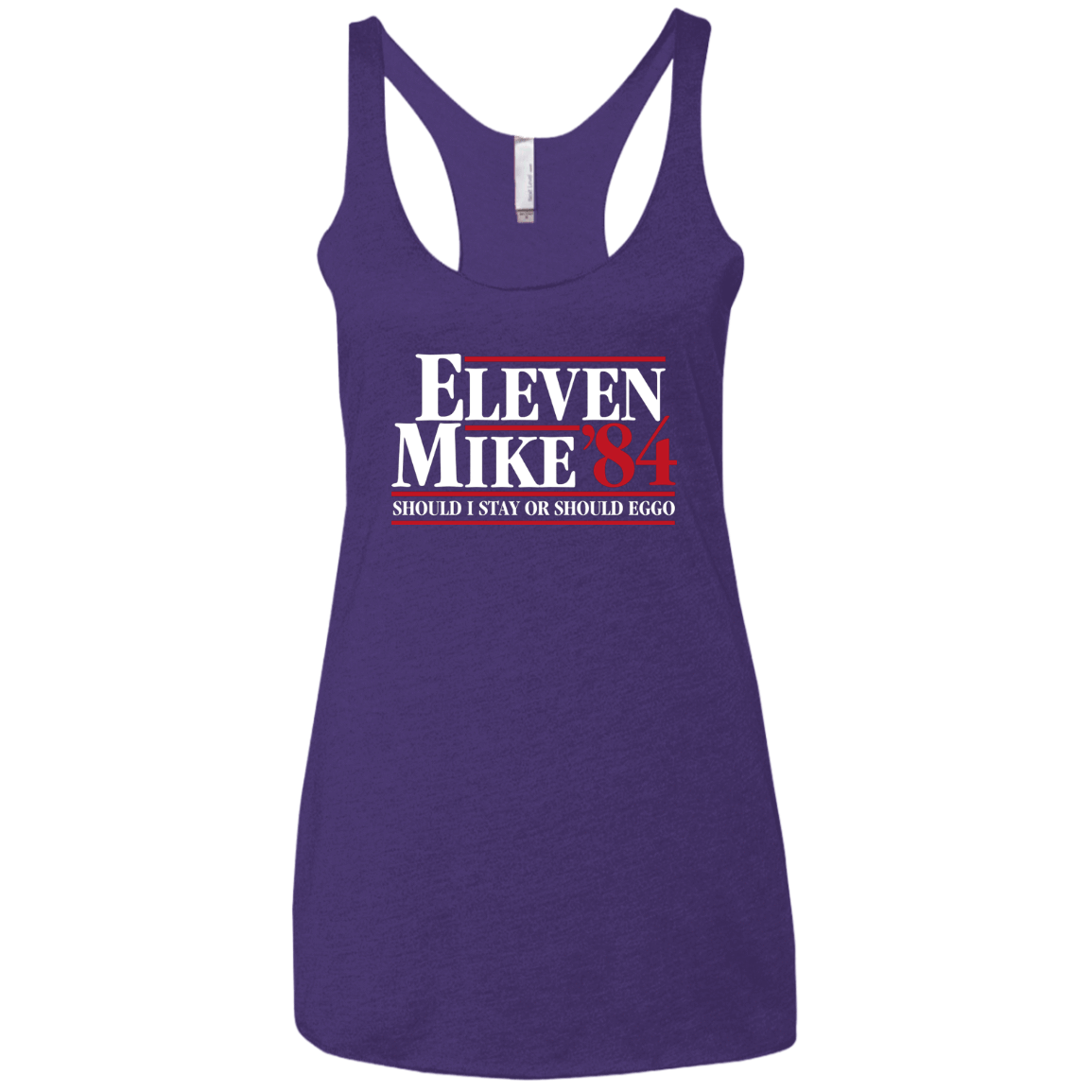 T-Shirts Purple / X-Small Eleven Mike 84 - Should I Stay or Should Eggo Women's Triblend Racerback Tank