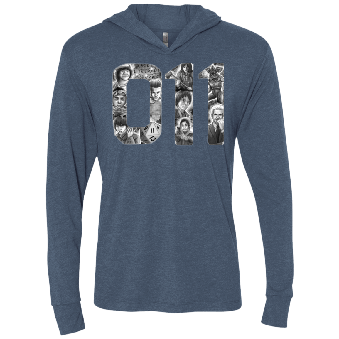 T-Shirts Indigo / X-Small Eleven Triblend Long Sleeve Hoodie Tee