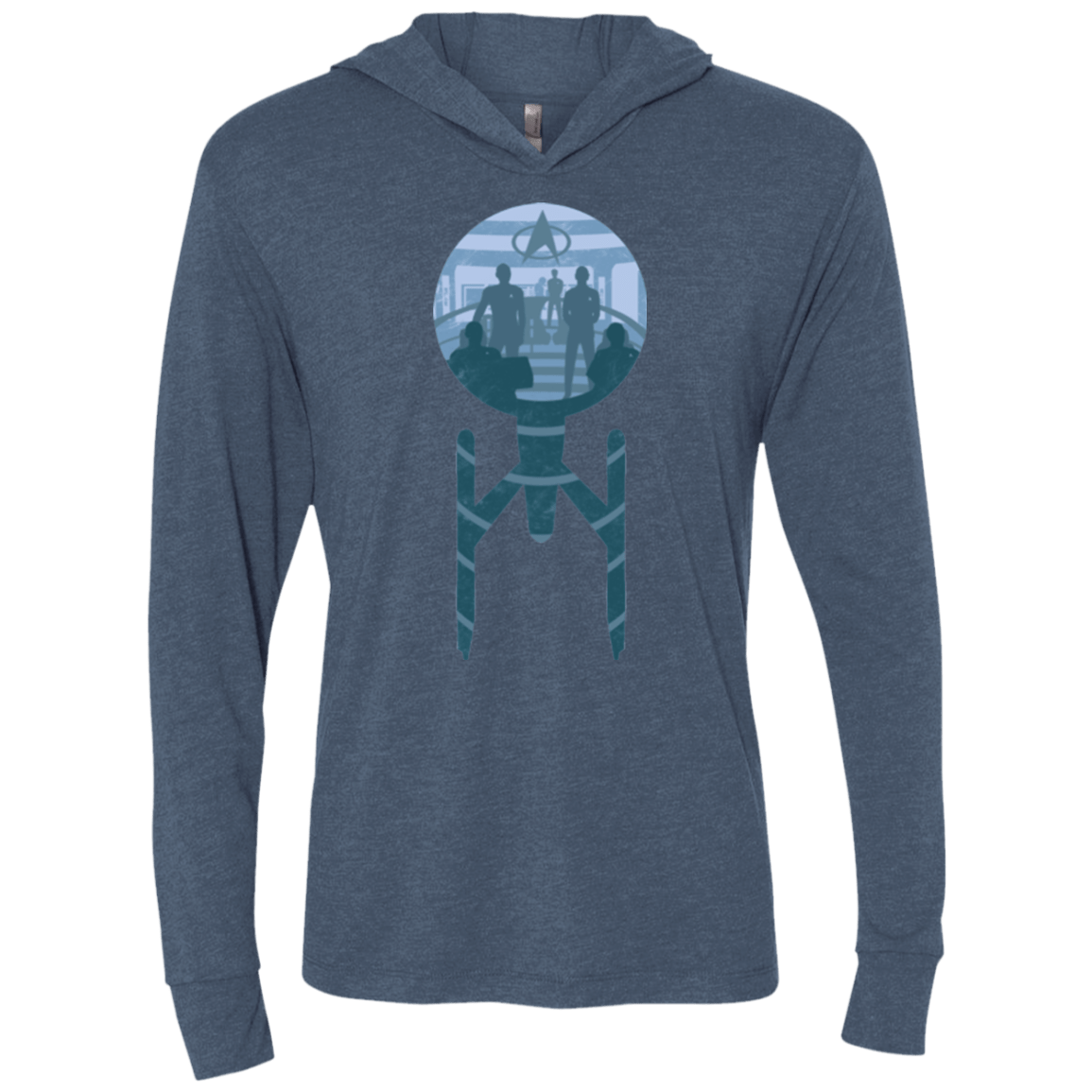 T-Shirts Indigo / X-Small Enterprise Crew Triblend Long Sleeve Hoodie Tee