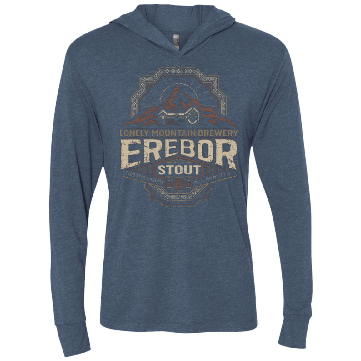 T-Shirts Indigo / X-Small Erebor Stout Triblend Long Sleeve Hoodie Tee