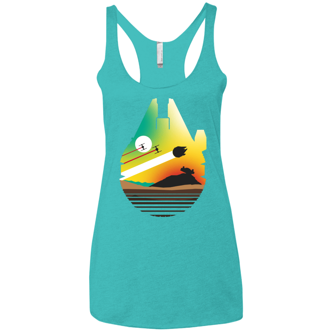 T-Shirts Tahiti Blue / X-Small Escape from Desert Planet Women's Triblend Racerback Tank