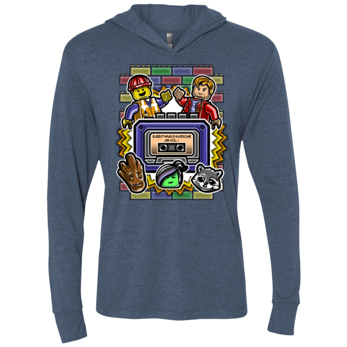 T-Shirts Indigo / X-Small Everything is awesome mix Triblend Long Sleeve Hoodie Tee