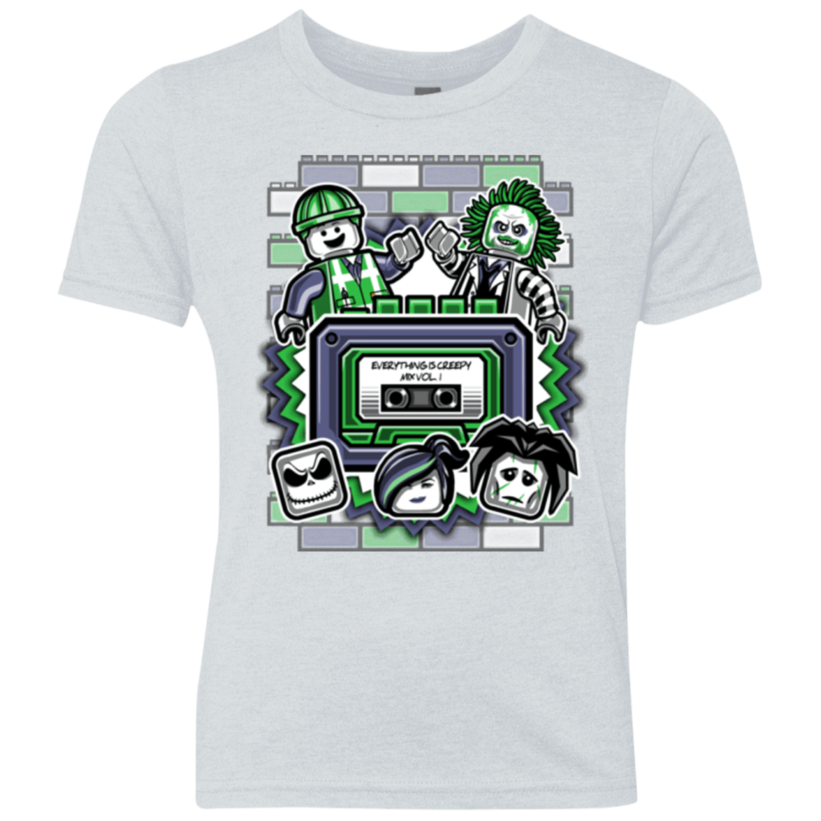 T-Shirts Heather White / YXS Everything Is Creepy Mix Youth Triblend T-Shirt