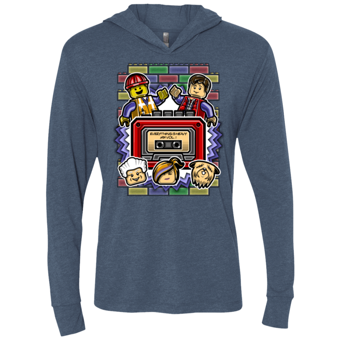 T-Shirts Indigo / X-Small Everything Is Heavy Mix Triblend Long Sleeve Hoodie Tee