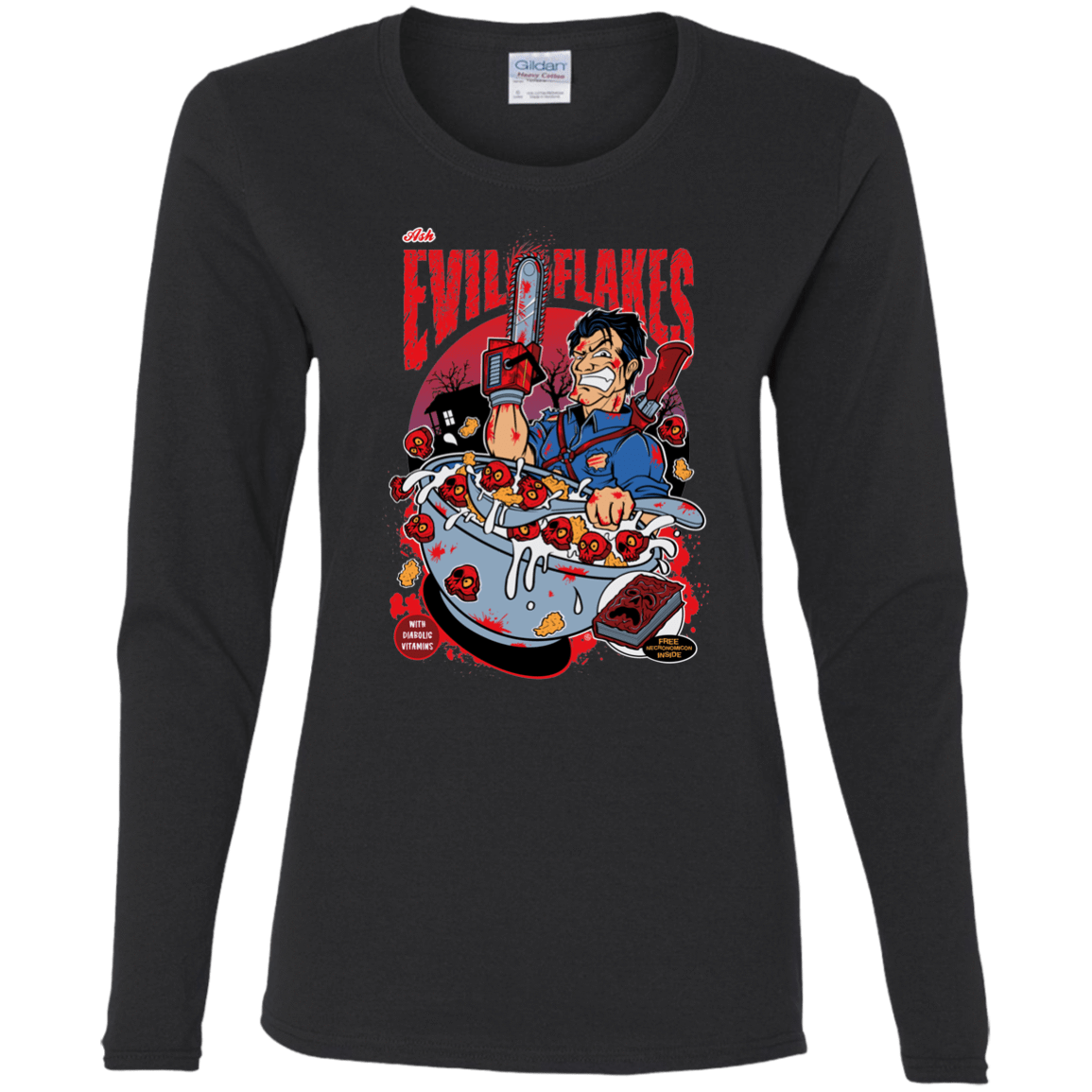 T-Shirts Black / S Evil Flakes Women's Long Sleeve T-Shirt