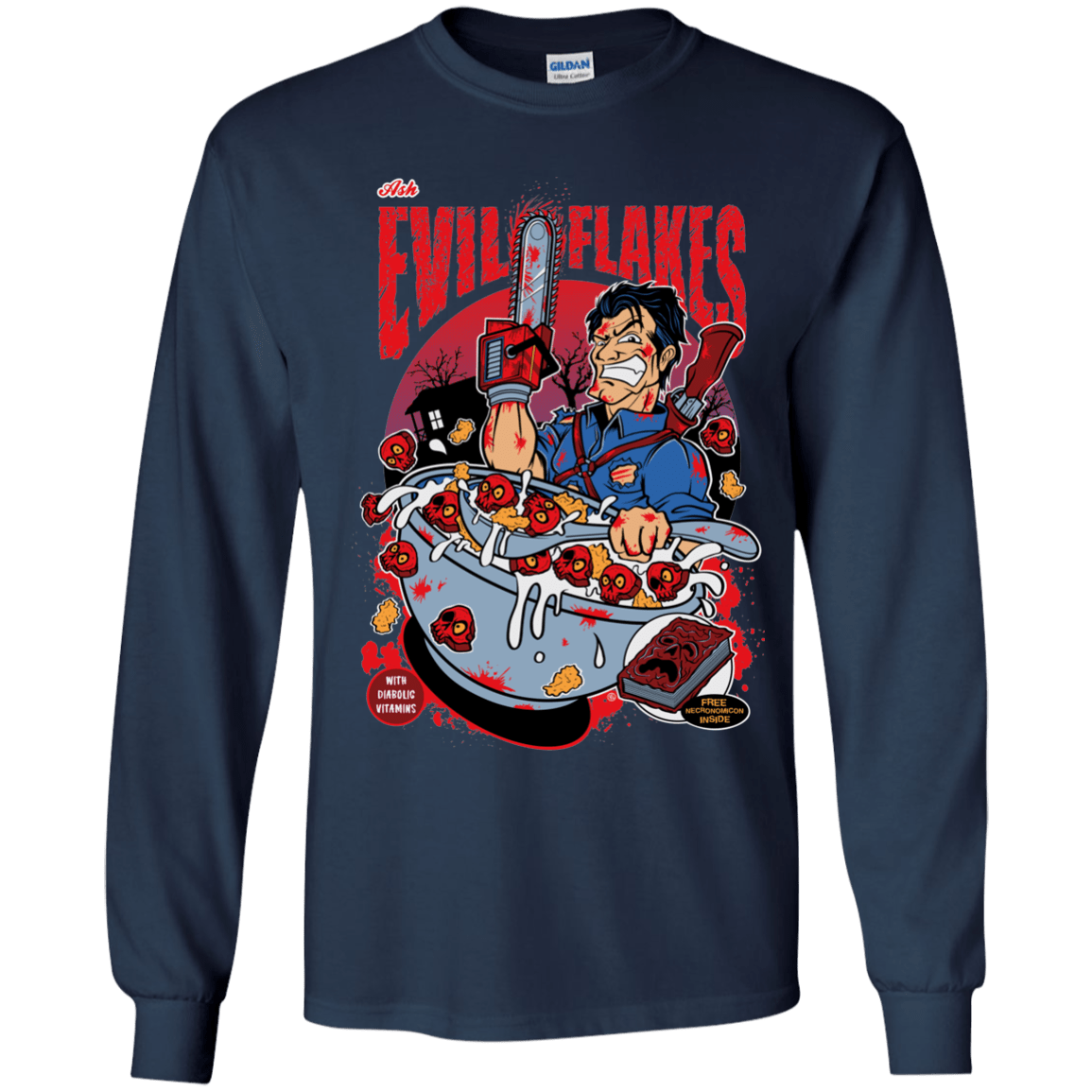 T-Shirts Navy / YS Evil Flakes Youth Long Sleeve T-Shirt
