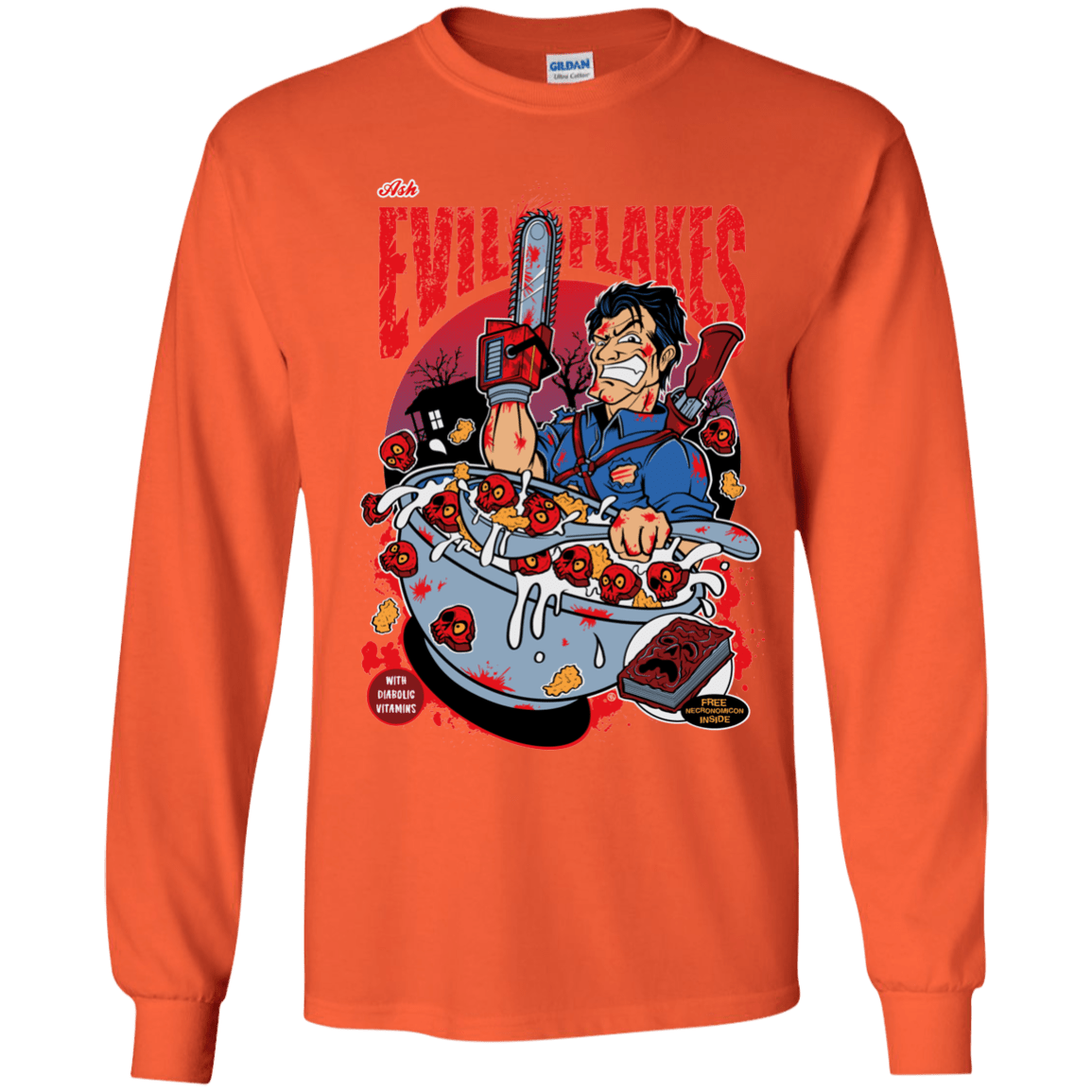 T-Shirts Orange / YS Evil Flakes Youth Long Sleeve T-Shirt
