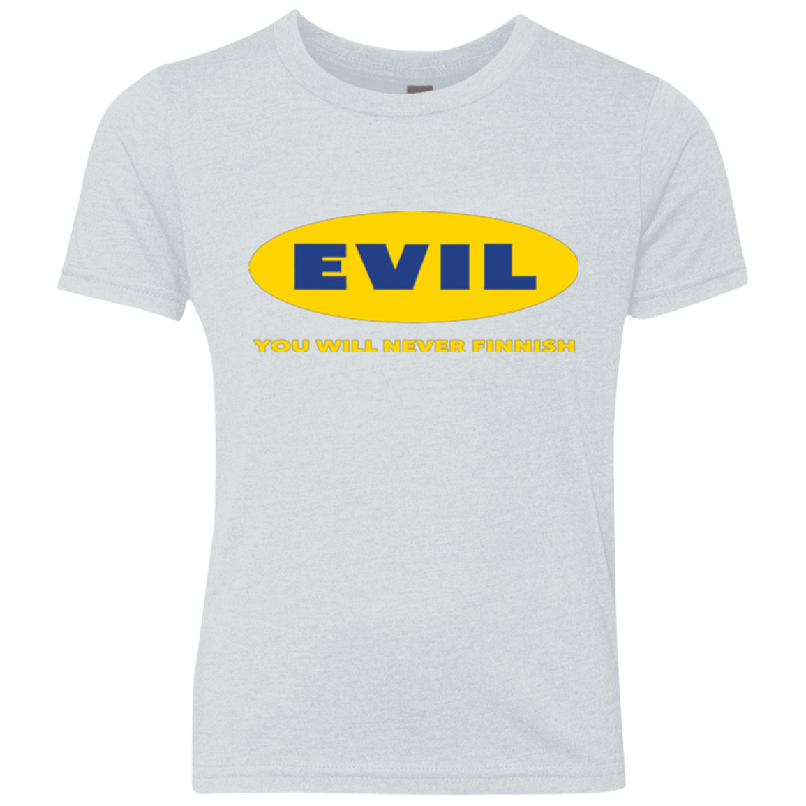 T-Shirts Heather White / YXS EVIL Never Finnish Youth Triblend T-Shirt