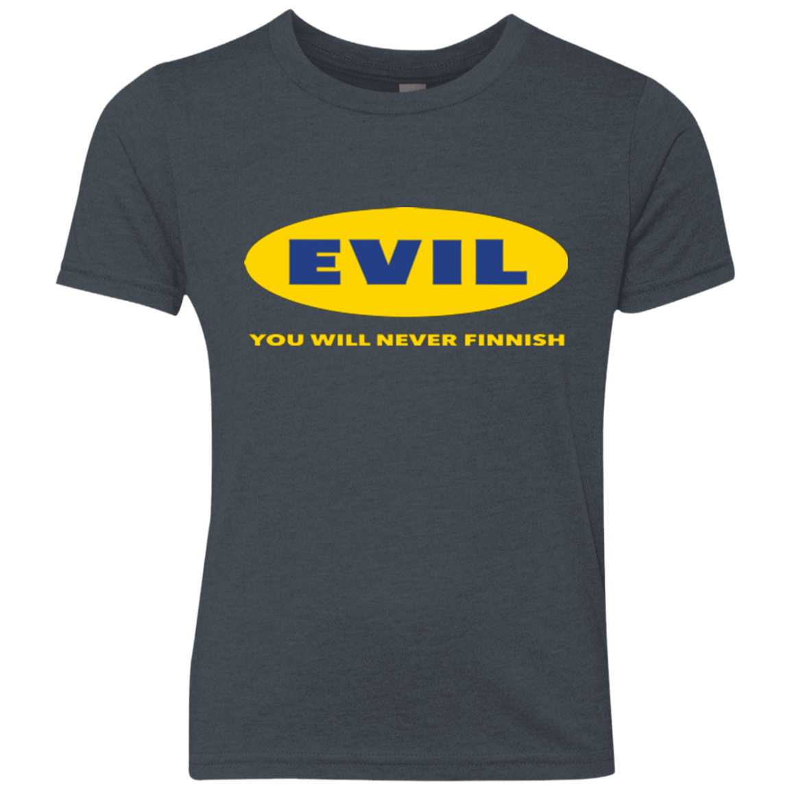 T-Shirts Vintage Navy / YXS EVIL Never Finnish Youth Triblend T-Shirt